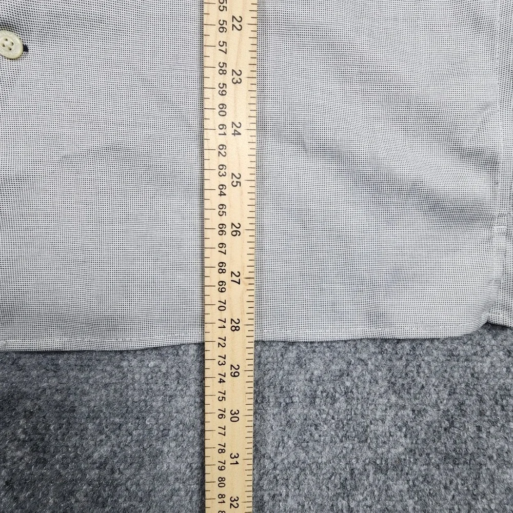 Banana Republic Mens Non Iron Slim Fit Dress Shirt Grey White Cotton Small